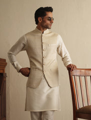 Light beige jacquard waistcoat