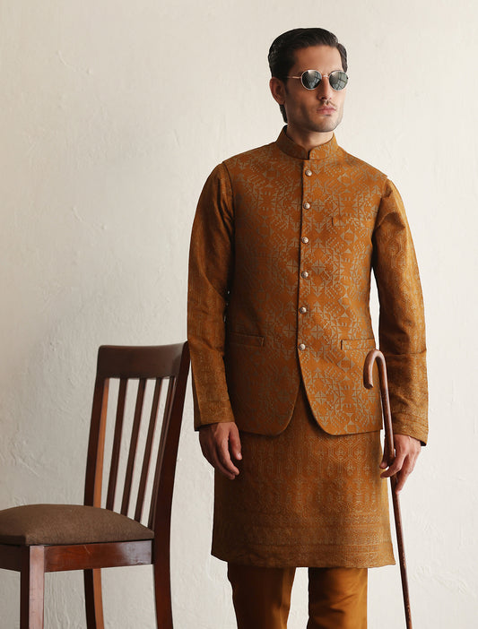 Mustard embroidered waistcoat