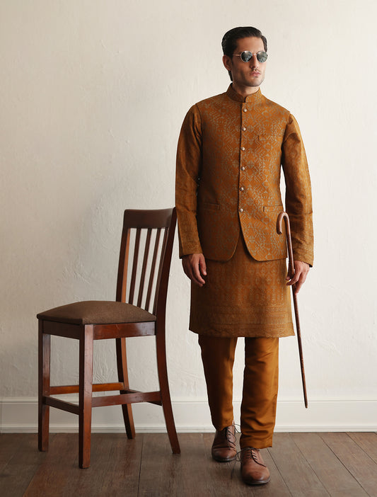 Mustard embroidered waistcoat