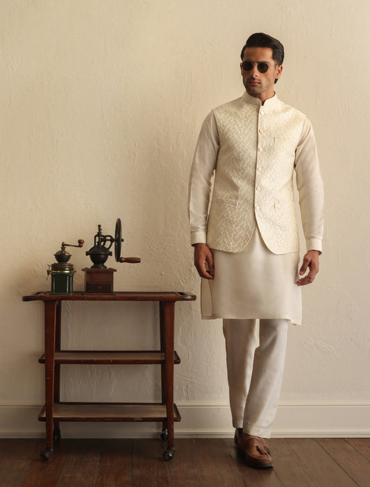 CREAM JACQUARD WAISTCOAT