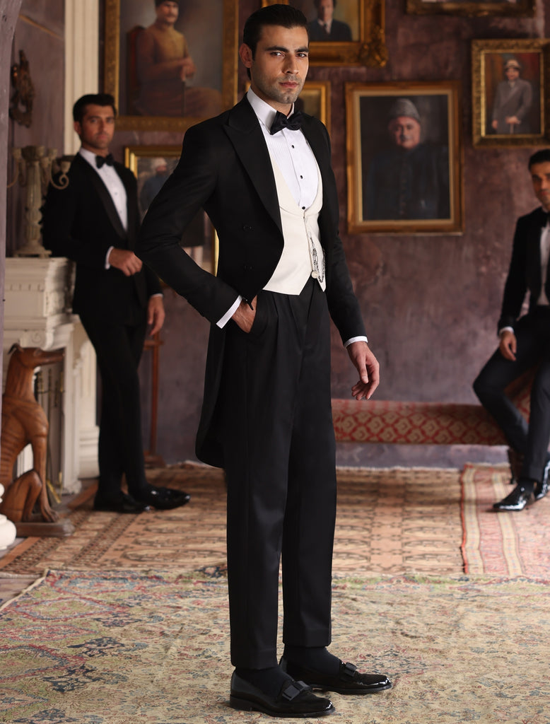 BLACK TAIL COAT TUXEDO SUIT – Ismail Farid Pakistan