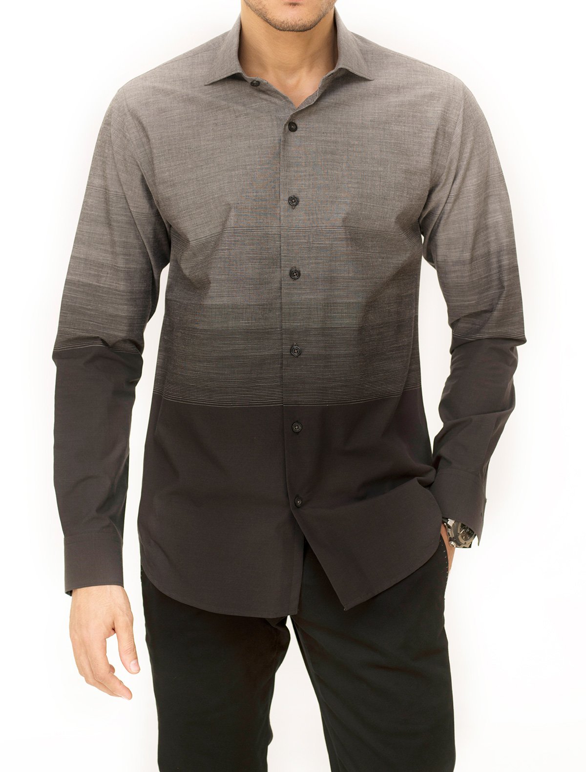 GREY–BLACK FADE OUT SHIRT – Ismail Farid Pakistan