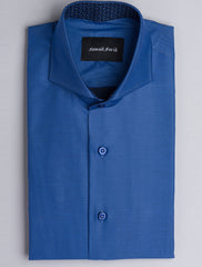 MEDIUM BLUE TWILL SHIRT WITH PAISLEY DETAIL