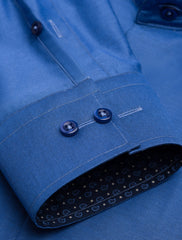 MEDIUM BLUE TWILL SHIRT WITH PAISLEY DETAIL