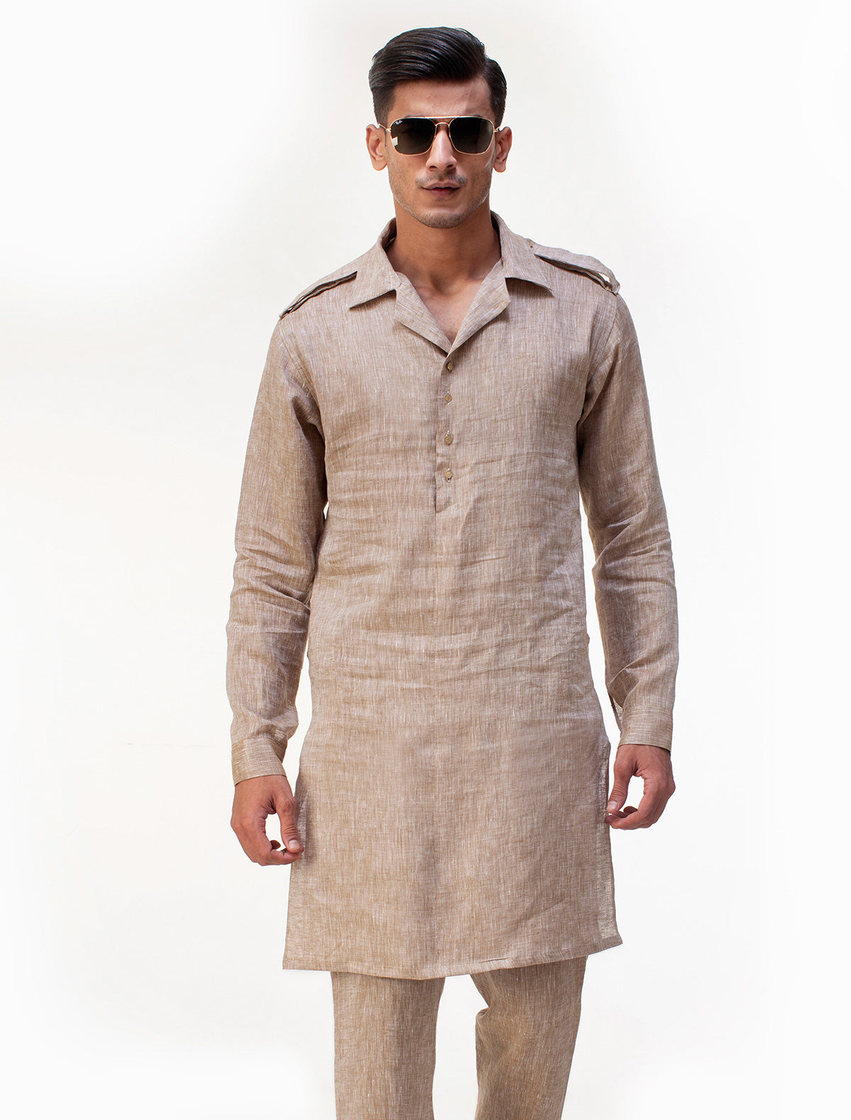 BEIGE LINEN KURTA PAJAMA