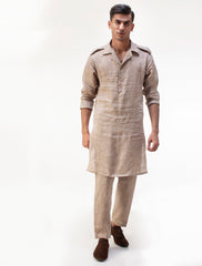 BEIGE LINEN KURTA PAJAMA