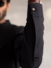 BLACK LOGO EMBELLISHED KURTA PAJAMA