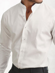 WHITE - MANDARIN COLLAR SHIRT