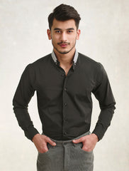 BLACK BUTTON DOWN COLLAR SHIRT