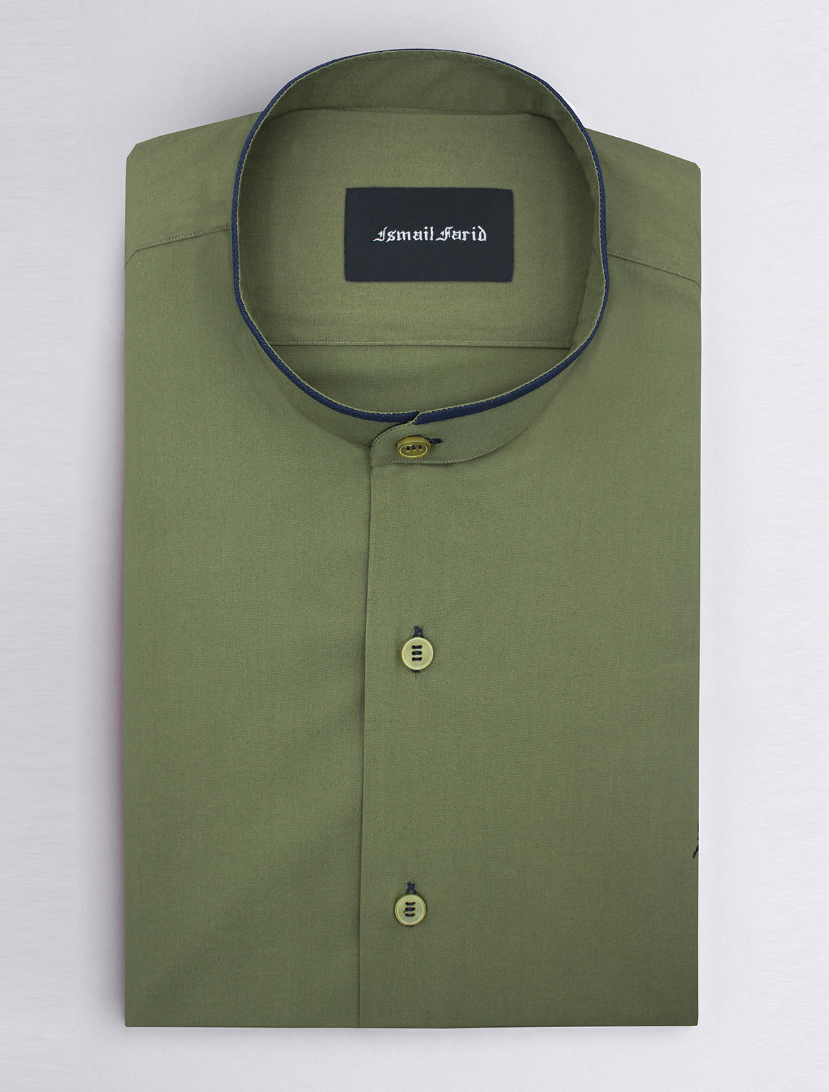 GREEN MANDARIN COLLAR SHIRT