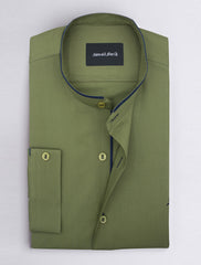 GREEN MANDARIN COLLAR SHIRT