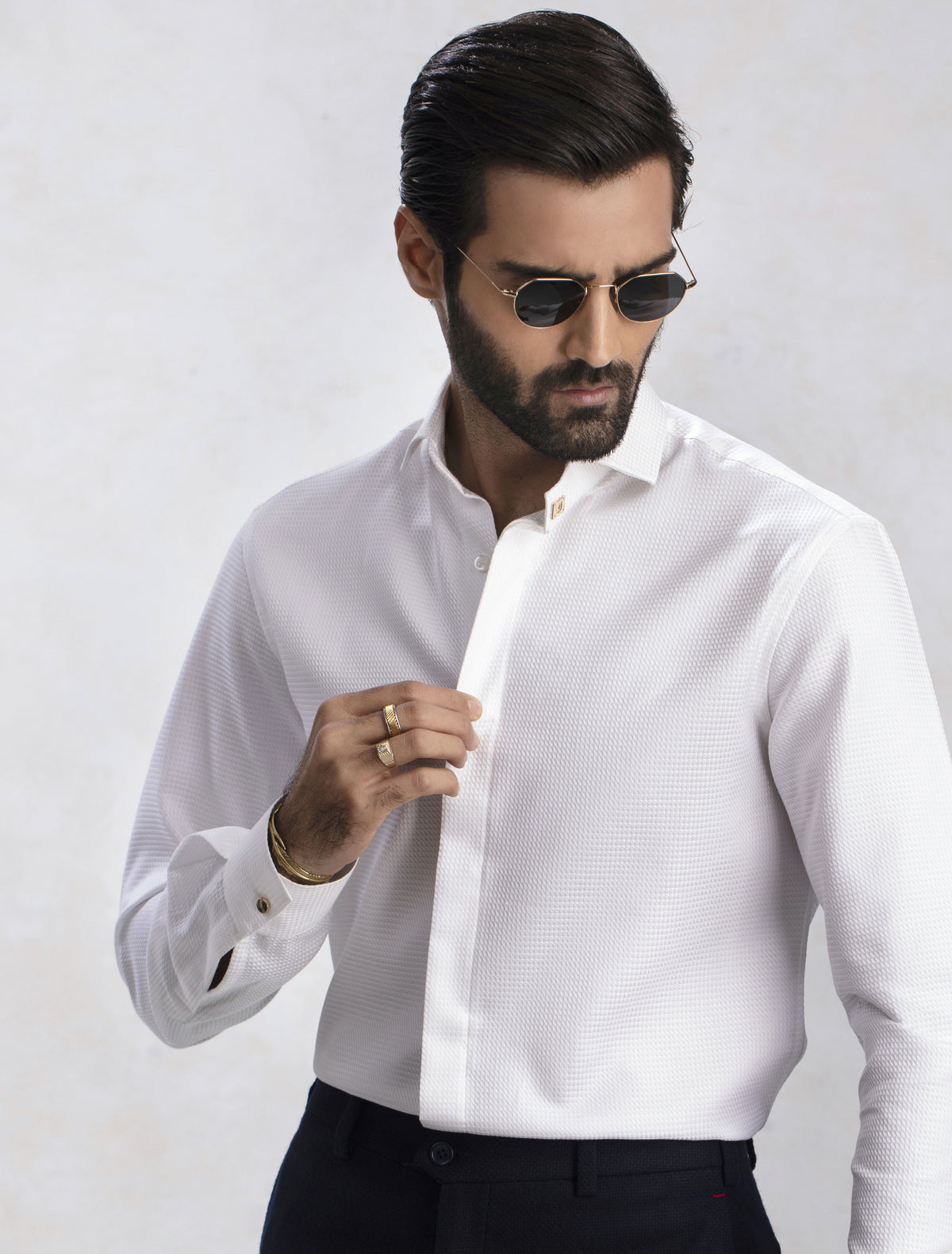 WHITE PREMIUM COTTON FABRIC SHIRT