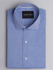 BLUE COTTON STRUCTURED BUSINESS FORMAL SHIRT