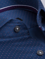 NAVY DRESS SHIRT -DOTTED FABIC