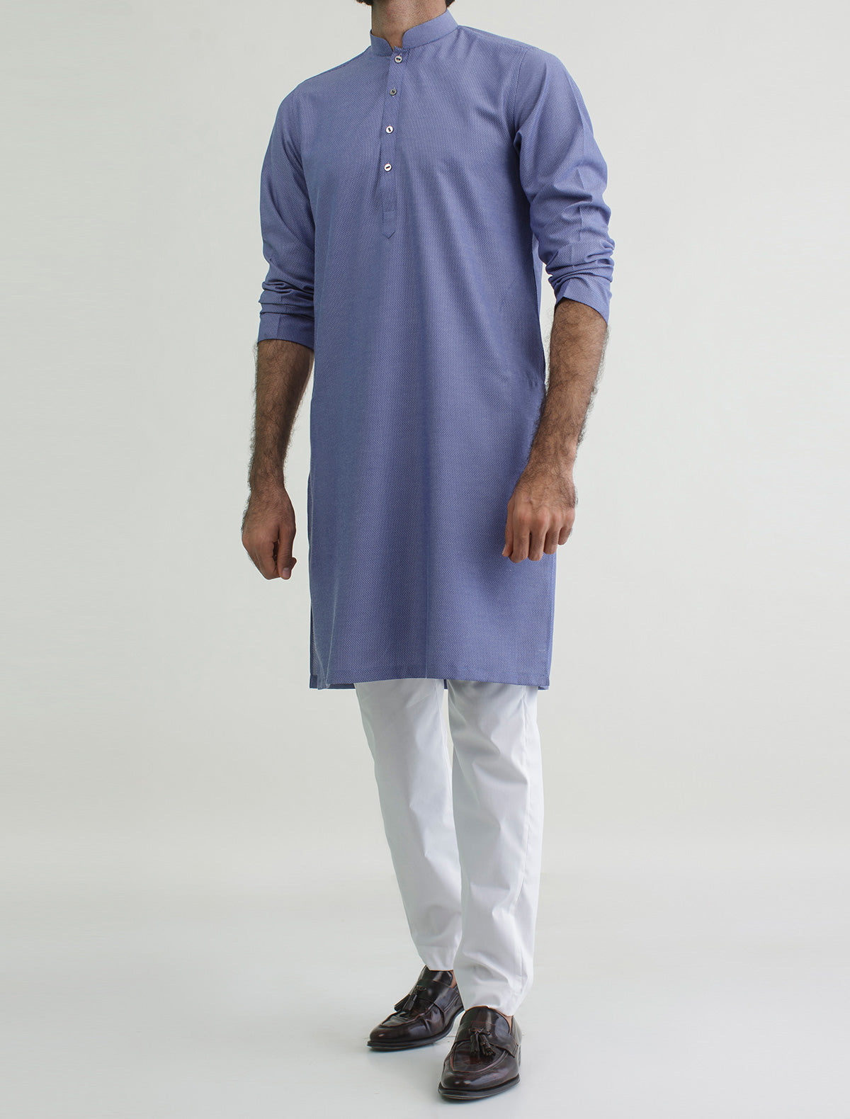 BLUE - COTTON STRUCTED KURTA