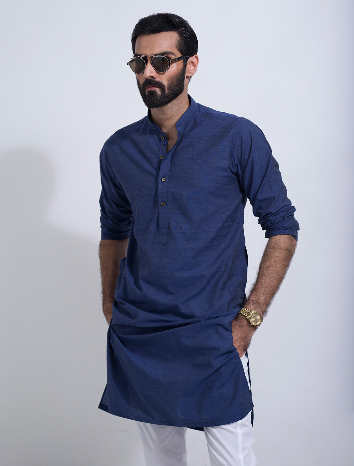 BLUE REVIT DETAIL KURTA – Ismail Farid Pakistan