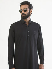 BLACK - BUTTON DOWN COLLAR KAMEEZ SHALWAR