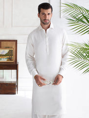 PEARL WHITE COTTON -TEXTURED KAMEEZ SHALWAR