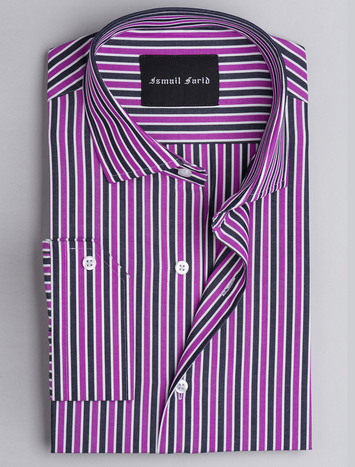 PURPLE & GREY MULI-STRIPED SHIRT