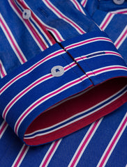 BLUE-RED MULI STRIPE SPREAD COLLAR SHIRT