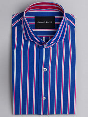 BLUE-RED MULI STRIPE SPREAD COLLAR SHIRT